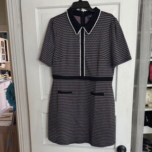 ModCloth mod 60s Knit Short-Sleeve shift Dress with Contrast Collar XL
